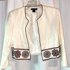 Jessica Howard, lined, linen blend, beaded jacket